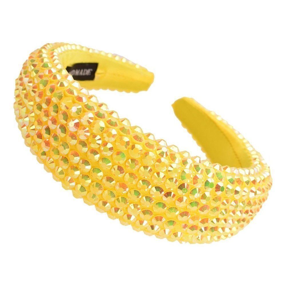 2/$22 Yellow Faceted Bead Padded Headband